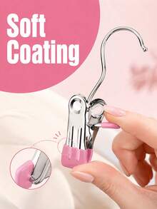 10/5 Pcs Stainless Steel Clothes Clips With Hooks Laundry Clips Wardrobe Boot Hook Fabric Storage Racks Portable Hanging Hanger Multi-Function Single Clip Seamless Hanging Hook Holiday Decoration Back To School For Pants Hats Skirts Home Accessories - Multicolor - View 8