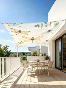 Printed Adventure Tent Side Wall, Spring Dragonfly Art Vintage Design, Windproof & Sunshade, Suitable For Beach Vacation, RV Travel And Camping, Portable High-Quality Fabric (Frame And Canopy Not Included), 2D Flat View - Dragonfly - View 5