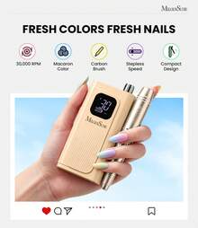 Professional Nail Drill Kit, 30000RPM Cordless Electric Nail File With LCD Display, Rechargeable 4000mAh Battery Nail Efile For Acrylic & Gel Nails, Manicure Pedicure, Salon & Home Use - 裸米色 - 查看 2