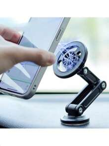 1pc 360° Rotatable Magnetic Car Phone Holder, Car Navigation Phone Holder, Foldable Phone Holder, Suitable For Any Phone, Car Accessory Holder, Car Supplies - Multicolor - View 3