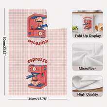 2PCS Kitchen Towels Pink Plaid Coffee Healing Theme Pattern Print 40*60cm Rectangular Microfiber Kitchen Towels, Dish Cloths, Tablecloths, Hand Towels, Kitchen Decor, Home Decor, Housewarming Gift For Neighbors, Perfect For Kitchen And Bathroom Use, Suitable For Housewives And Family Gatherings, High Cost-Performance, Home Essential - Watermelon Pink - View 3