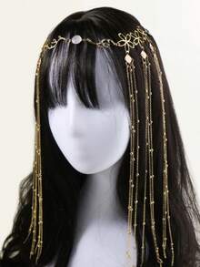 1pc Women's French Elegant Elegant Tassel Floral Decorated Hair Clip With Chain Bow Party Carnival Headpiece Jewelry Hair Accessory, Women's Accessories, Wedding Supplies, Hair Accessories, Bridal Accessories, Suitable For Daily Wear, Vacation, Party, Gathering Decoration And Matching - Multicolor - View 2