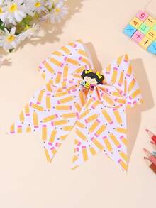 1pc Back To School Pencil Hair Bows,Yellow Apple Letter Scissors Bow Hair Clips,Litter Kids Alligator Clip,Cute Hair Accessories For Kids Gift Daily - Multicolor - View 3