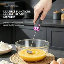 1pc Handheld Mini Electric Milk Frother, Stainless Steel USB Rechargeable, 3 Speed Settings, Portable Coffee Cappuccino Cream Mixer, Kitchen Accessory Egg Beater, Egg White Frother, Battery Capacity: 300mAh - Multicolor - View 2