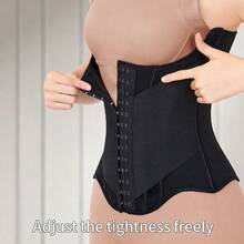 1pc Waist Trainer For Women Corset Shapewear Tummy Control Sport Workout Waist Cincher Body Shaper Hooks - Black - View 10
