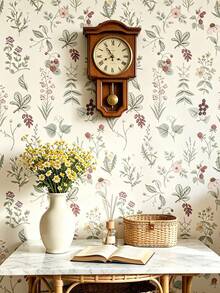 1 Roll Light Yellow Floral Series Wallpaper, Bohemian Style Removable PVC Wallpaper, Modern Minimalist Self-Adhesive Design. This Multi-Functional Home Wall Sticker And Home Decor Sticker Is Suitable For Cabinet Decoration, Bedroom Accent - Multicolor - View 2