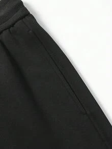 Men's Casual Sweatpants Solid Color Commute Versatile Straight Leg Long Pants - Black - View 5