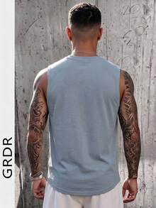 GRDR Men's Summer Crew Neck Casual Sleeveless Tank Top - Dusty Blue - View 3