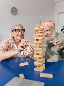 54片裝 Jenga 木製積木平衡塔派對遊戲，多米諾積木，經典木製積木，倒塌塔積木，適合派對與聚會，遊戲之夜首選 - 彩色 - 查看 1