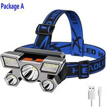 1pc LED Headlight - Ultra Bright USB Rechargeable Lightweight, Suitable For Camping, Hiking, Running, Fishing And More Occasions, Multi-Function Ultra Bright LED Flashlight - Black - View 14