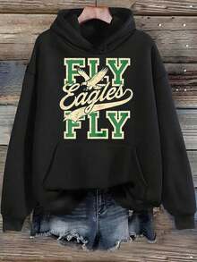 Fly Vintage  Football Life Sport Lovers Women's Hoodies Sweatshirt-White And Navy Off-The-Shoulder Cropped Top - Black - View 9
