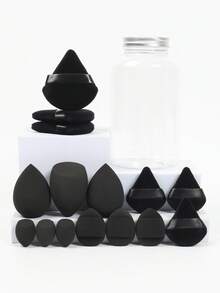 7er Set schwarze Make-up-Puffs in zufälligem Stil, doppelt verwendbarer trockener & nasser Schwamm, Make-up-Schwamm mit flockigem Dreieck-Puff, Studentin tägliches Make-up Anfänger Foundation Concealer Puder Fixierwerkzeug - Verschiedenfarbig - Übersicht 4