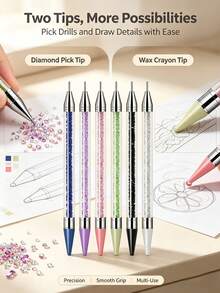 Diamond Painting Tools - Self-Adhesive Rhinestone Pen, Dual-Tip Rhinestone/Gem/Crystal Pickup Pen, And Nail Art Rhinestone Pen; Suitable For 5D DIY Diamond Painting, Cross Stitch And Nail Art Decoration; Essential DIY Nail Art Tools. - Multicolor - View 7