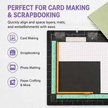 7-Piece Paper Craft Alignment Guide With Storage Box, For Card Making, Precise Layering And Sticker Spacers, Suitable For Card Making And Scrapbooking, Color-Coded Tools With Size Labels, 1/16 To 1/2 Inch Increments - A - View 3