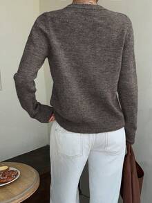 SCARLUX Fall Winter Women Y2K Knit Cardigan, Brown Button Sweater For Back To School, Street, Commute, Loungewear - Light Khaki - View 9