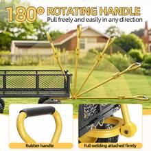 1pc Carro de Jardín Plegable con Capacidad de 249.48KG - Plataforma Metálica para Todo Terreno con Ruedas, Marco de Acero Recubierto en Polvo y Detalles Amarillos, Ideal para Jardinaje, Trabajo en el Patio, Equipo de Jardinería, Ruedas Resistentes, Construcción Duradera, Profesional para Paisajistas - A - Ver 8
