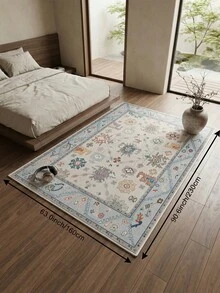 1pc Light Blue Vintage Living Room Rug, Suitable For Kitchen, Dining Room, Bedroom, Room Holiday Decoration, Indoor/Outdoor, Office, Lobby, Anti-Slip Doormat, Bathroom Rug, Hallway, Study Gaming Area Rug - Baby Blue - View 13