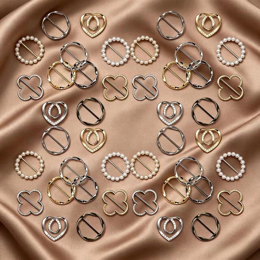 44pcs All-In-One Scarf Rings, T-Shirt Clips And Waist Fasteners, Suitable For Clothing Styling
