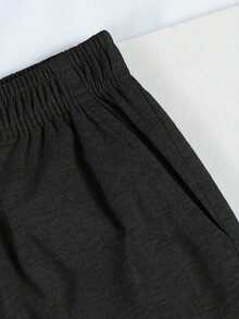 Girls' Summer Lightweight Knitted 5-Inch Shorts, Loose Casual Side Pocket Sports Pants, Versatile Everyday Outdoor Style - Black - View 5