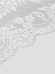 1pc Women's French Style Solid Color Lace Embroidered Triangular Shawl, Hollow Floral Pattern Scarf, Casual Versatile Bohemian Style, Suitable For All Seasons And Daily Wear - Multicolor - View 5