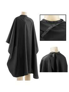 1pc Professional Large Hairdressing Cape With Snap Buttons, Unisex Adult Black Barber Cape, Men's Salon Cape, Waterproof Hair Styling Cape, Hairdresser Long Robe - Multicolor - View 1