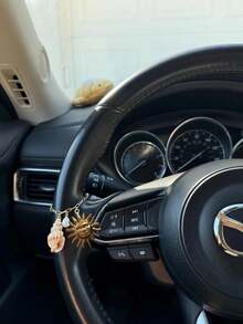 Bohemian Beach Style Car Rearview Mirror Hanging Ornament, Real Seashell, Water Drop Pearl And Golden Sun Face Multi-Pendant, Exquisite Golden Chain Beach Style Car Interior Decor, Summer Gift - Conch Sun Pearl - View 1