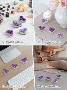 Stonehaven 1pc 3-4cm High Quality Natural Crystal Cluster Uruguay Amethyst Geode Cluster, Genuine Purple Gemstone Heart-Shaped, For Love Decoration - Amethyst Heart - View 6