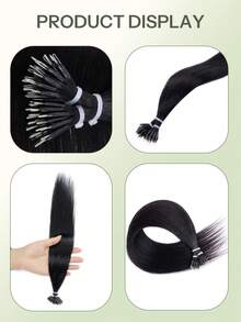 12-22 Inch Nano Ring Real Human Hair Extensions, Smooth Straight Remy Human Hair, Nano Bead Hair Weft, Nano Tip Hair Extensions, For Women - S1B - View 8