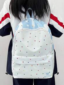 กระเป๋าเป้คลาสสิกสีพื้นความจุขนาดใหญ่ - สีน้ำเงิน - ดู 2
