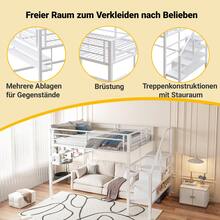 High Bed Frame 140x200cm With Shelves And Storage Space - 白色 - 查看 7