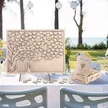Wedding Guest Book Alternative | Heart-Shaped Tree Guest Board | Rustic Wooden Guest Book [Square] - Wood Color - View 5