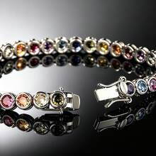 2pcs/Set 18K White Gold Plated Jewelry Set, 4mm Round Bezel Colorful Cubic Zirconia Tennis Bracelet And 6mm Stud Earrings, Women's Style, Suitable For Wedding Anniversary - White - View 6