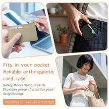 RFID Shielding "My Number Card" Card Holder - Privacy Protection Design (Only Name Exposed), Magnetic Shielding Function, Holds 2 Cards (Compatible With Credit Cards, Driver's Licenses And Health Insurance Cards). Leather Material, Dual-Color Design, Unisex - Multicolor - View 7