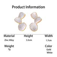 1 Pair Unique Niche Summer New Bohemian Style Soft White Textured Layered Leaf-Shaped Women's Stud Earrings - White - View 5
