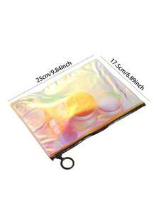 1pc Minimalist PVC Transparent Laser Makeup Bag Waterproof Portable Large Capacity Cosmetic Bag With Zipper Multifunctional Travel Toiletry Bags - Multicolor - View 3