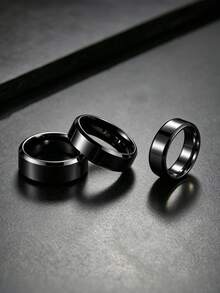 Fashionable Simple Smooth Stainless Steel Men's Ring, Men's Jewelry Accessory, Men's Ring Set, Jewelry Suitable For Daily Wear, Parties, And Birthdays - Three-piece Set - View 4