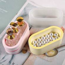 SILIKE LUFEI 1pc Rectangular Flower Pot Mold Oval Small Rectangular Storage Box Succulent Planter Plaster Cement Silicone Mold - Oval Storage Mold - View 6