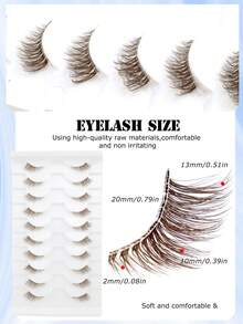 10 Pairs Brown Half-Eye Extended Tail Invisible Band Natural Fit 3D Fluffy Curly Caramel Color Faux Eyelashes Soft Lightweight For Beginners Dating Travel - View 5