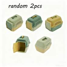 2pcs Random Color Mini Pet Cage, Portable Handheld Pet Carrier Box, Transparent Breathable Habitat Storage Box, Compact Lightweight Handheld Design, Transparent Visible Body, Ventilation Hole Design, Suitable For Pets Under 1.57 Inches, Capture And Temporary Storage - 2 Random Colors - View 9