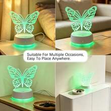 1件 3D蝴蝶壓克力小夜燈，RGB觸控LED檯燈，USB通用插電裝飾燈，護眼3D視覺氛圍燈，適用於臥室、兒童房、客廳，日常禮物，精美禮品 - 白色 - 查看 11
