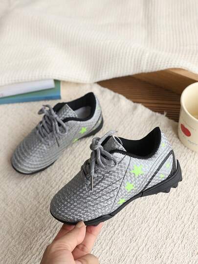 1 Pair Boys' Soccer Shoes, New Autumn Campus Low-Top Lace-Up Outdoor Sports Shoes