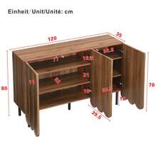 Modern Sideboard Walnut Finish - Adjustable Shelves - 120x35x80 Cm - Storage Space For Living Room, - Walnut - View 5