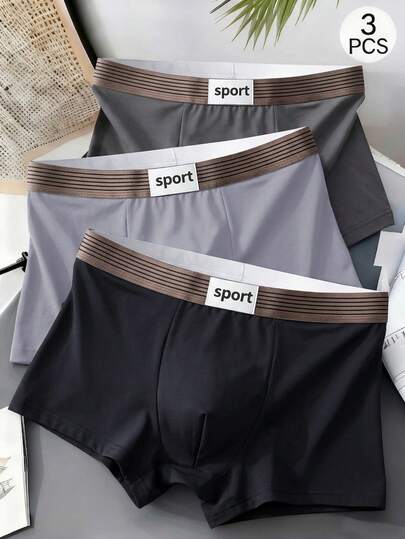 3-Pack Boxer da uomo, stile vintage, tessuto in poliestere morbido e confortevole, biancheria intima sportiva