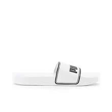 PUMA Leadcat Slides Beach Leather Trim Non-Slip Unisex White/Black - White - View 2