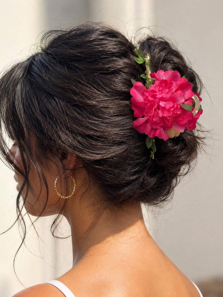 1pc Fashion Bohemian Vine Artificial Flower Hair Claw Clip, Women's Hair Accessory For Daily Wear, Gift For Friends - Multicolor - View 1