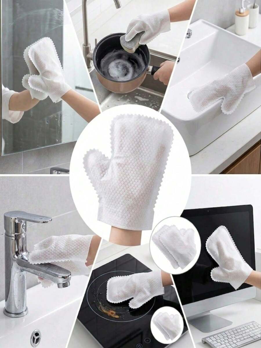 Disposable Dusting Gloves, Static Non-Woven Cleaning Mittens, Wet & Dry Use Hair Dirt Remover For Home Kitchen Window Cleaning - A - View 1