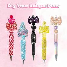Bow Beads For Pens 10pcs Rhinestone Focal Bead For Crafts Fits For Beadable Pens Jewelry Making Braclets Bling Chunky Glitter Beads For DIY Supplies, Assorted Varieties Mix Colors - Bow Bead - View 3