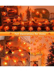 Fall Decorations For Home Maple Leaf Pumpkin Lights LED Battery Operated 3D Maple Leaves Garland String Light For Mantel Porch Indoor Outdoor Halloween Thanksgiving Decor - Multicolor - View 9