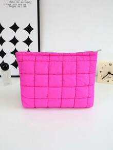 Solid Color Large Capacity Men's & Women's Toiletry Bag, Quilted Convenient Travel Toiletry Bag, For Bedroom, Bathroom Use, Daily Essentials Storage Small Gift - Multicolor - View 12