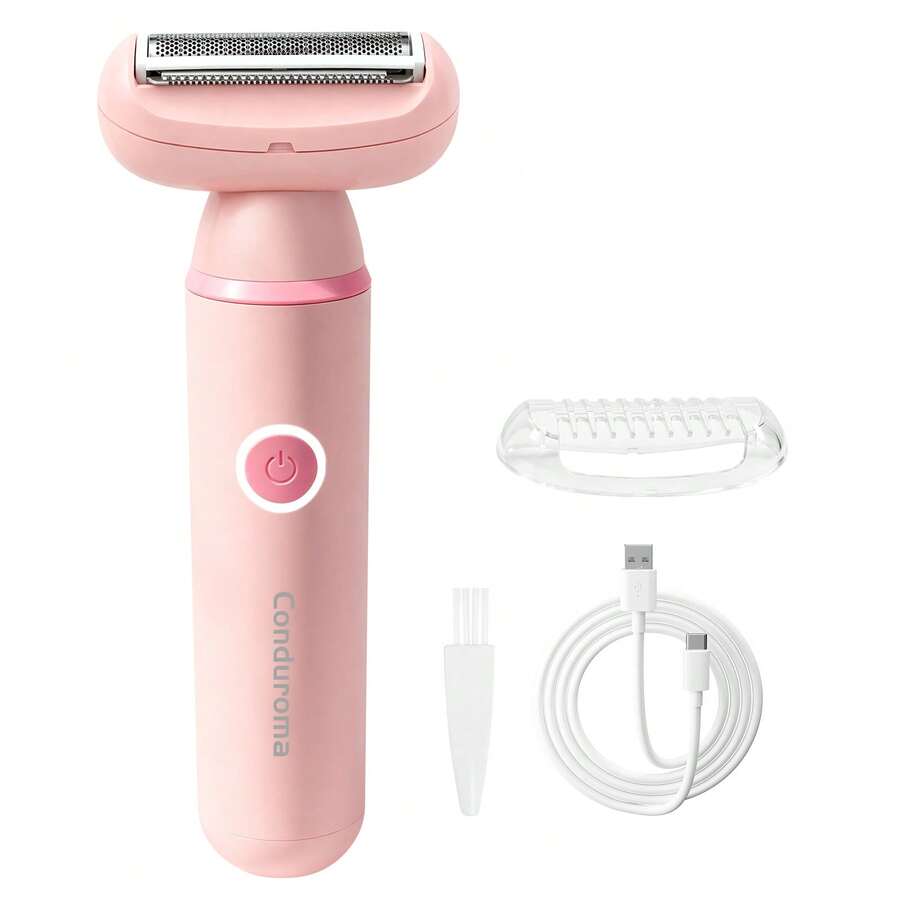 Conduroma Cordless Electric Razors For Women: Rechargeable Painless Bikini Trimmer For Body Hair- IPX6 Wet/Dry Shaver With Travel Lock Function For Face/Underarm/Leg/Bikini, Pink - Multicolor - View 1